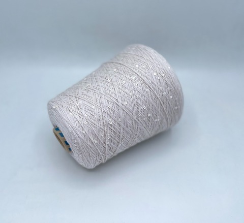 Бобинная пряжа (пр.Италия).art-Paillettes 500/100гр, 100%Меринос+пайетка, цвет-Жемчуг, арт.27600
