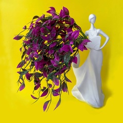 №2 Ампельное растение, зелень искусственная свисающая, сиреневая, 46 см, набор 2 шт.