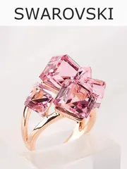Кольцо коктейльное Мираж с розовыми кубиками Swarovski