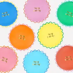 Тарелки маленькие с волнистым краем "С Днем Рождения" [Happy Birthday] 8 шт. (21,6 см)