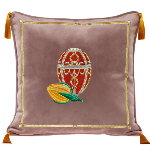 Подушка «Бутон розы» а12/148 пыльно-розовый / шёлк, золото
