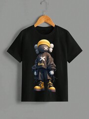 Футболка с принтом ДТФ KAWS черная