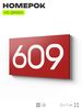 Номер на дверь 609, табличка на дверь для офиса, квартиры, кабинета, аудитории, склада, красная 120х70 мм, Айдентика Технолоджи