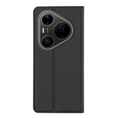 Чехол книжка из кожи черного цвета для Huawei Pura 90 Pro Max и Pura 90s Pro Max, серия Skin Pro Series от Dux Ducis