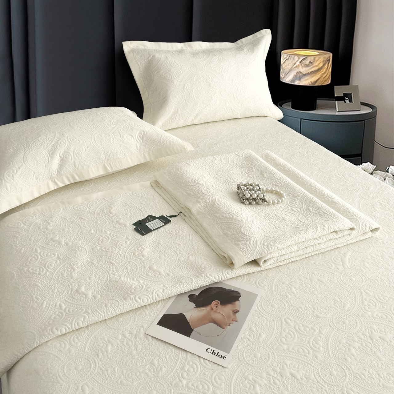 ZEPHYR HOME Покрывало 245х250 Тенсель Белый Узоры