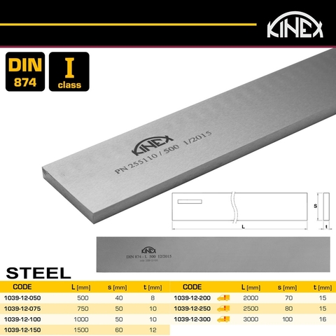 Линейка поверочная ШП-500х40х8мм DIN874 кл.1 STEEL Kinex K-Met 1039-12-050