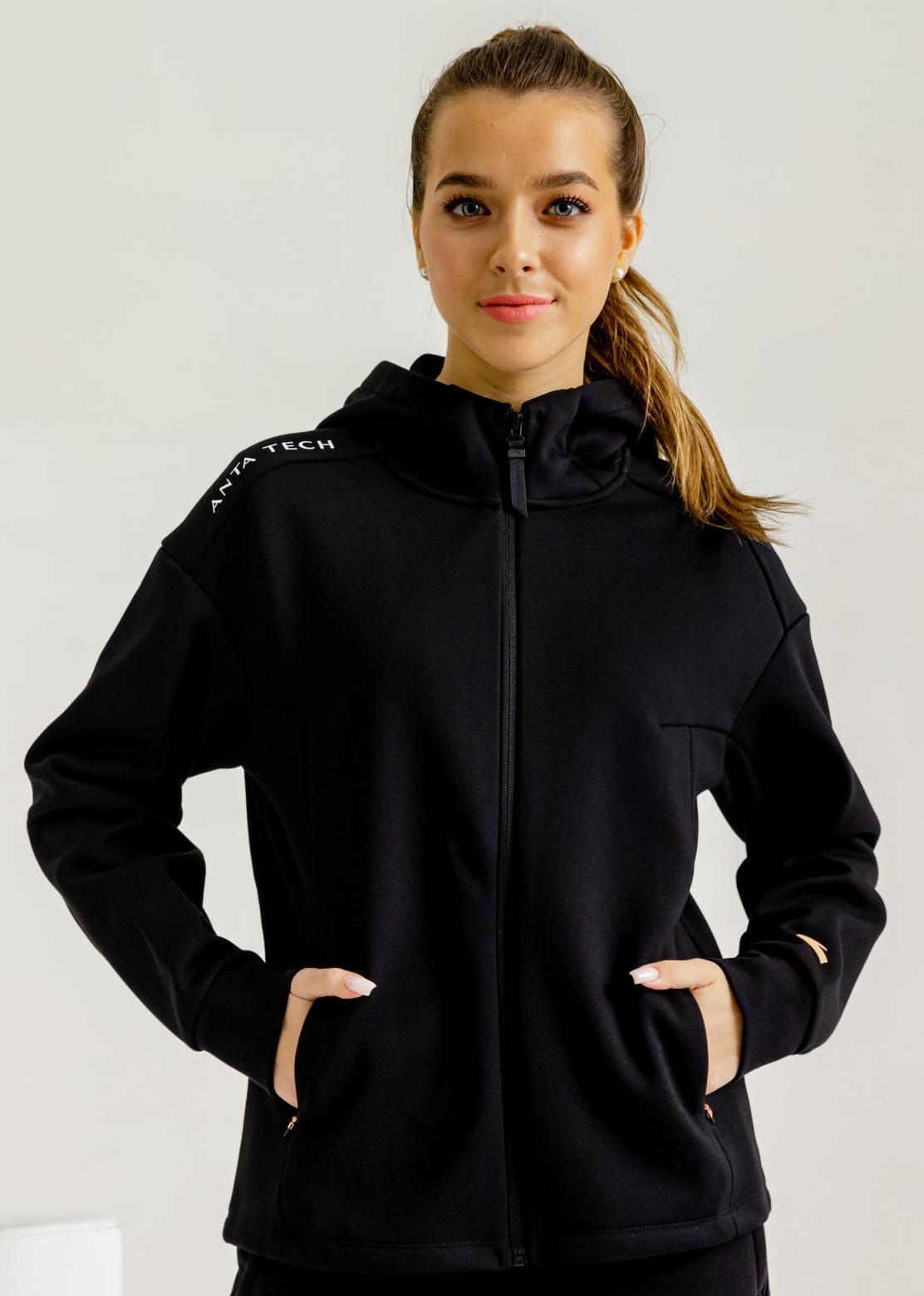 Женская спортивная толстовка Anta Knit Track Top черная