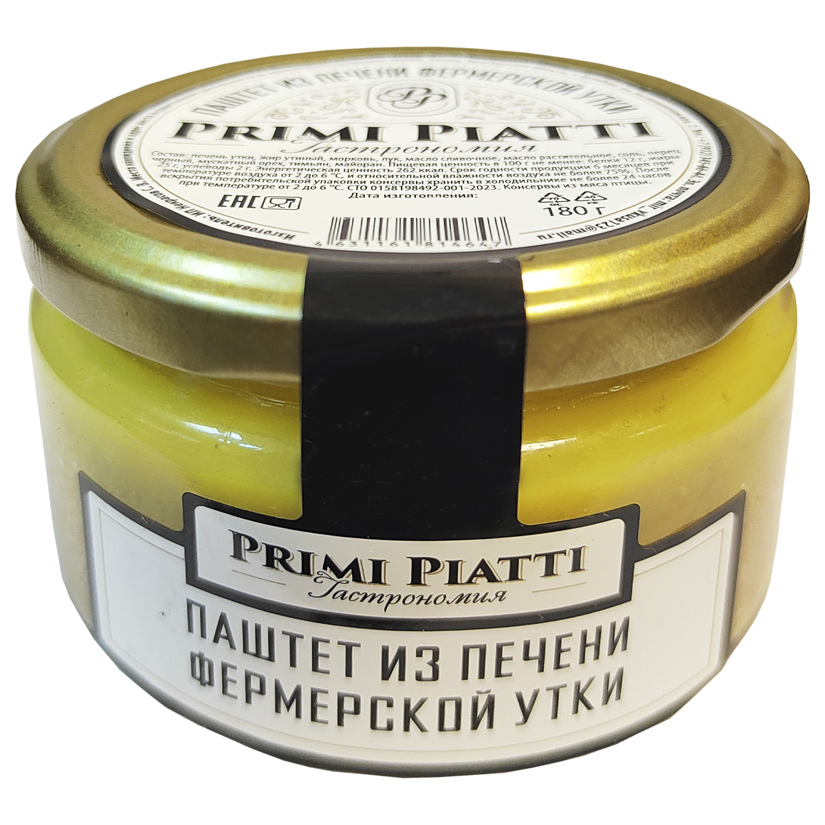 Паштет из печени фермерской утки PRIMI PIATTI 180 г