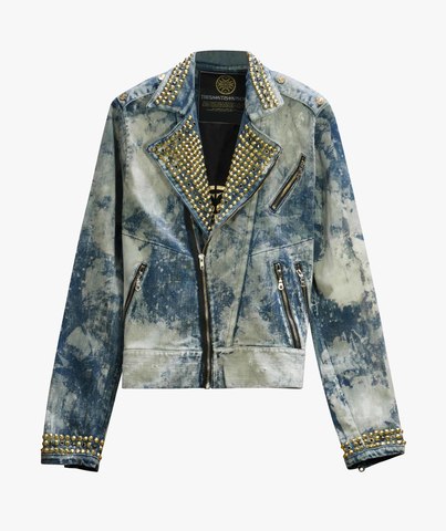 The Saints Sinphony | Куртка джинсовая мужская J073 MEDIUM BLUE BIKER JACKET TJ0479 перед