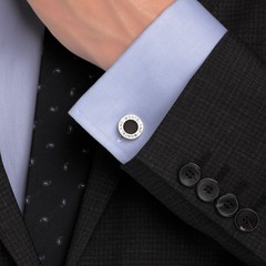 Запонки MONTBLANC Meisterstuck круглые с ониксом