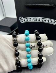Браслет из бирюзы c посеребренными вставками CHROME HEARTS