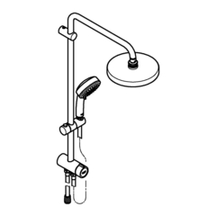 Душевая система Flex наружного монтажа с переключателем, GROHE Tempesta Cosmopolitan System 200, хром, (27394002)