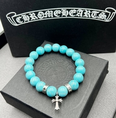 Браслет из бирюзы c посеребренными вставками CHROME HEARTS