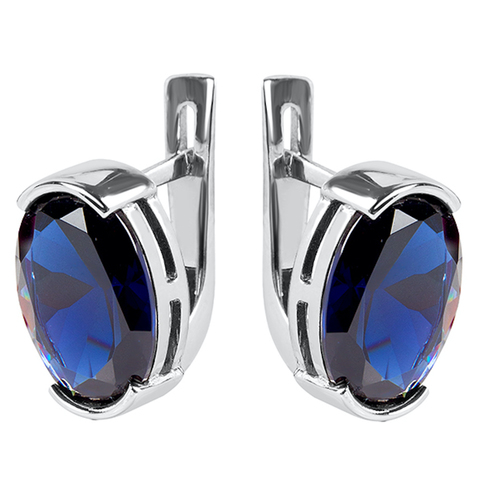 Серьги из серебра с корунд сапфиром Арт.2160кс