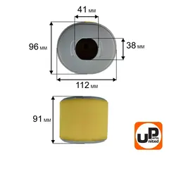 Фильтр воздушный UNITED PARTS для 188/190/192F, GX340/GX390 (овальный) (90-0467)