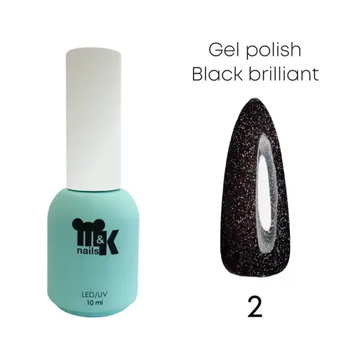 M&K Мик, Гель-лак Black brilliant (Черный бриллиант) 02
