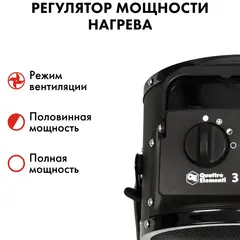 Нагреватель воздуха электрический керамический QUATTRO ELEMENTI QE-3000C (3кВт, 260 м.куб/ч, 220-240 В, режим вентилятора, 2.8кг) 649-233
