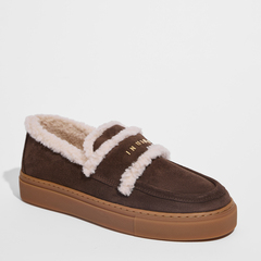 Замшевые кеды INUIKII Shearling Loafer Dark Brown на меху
