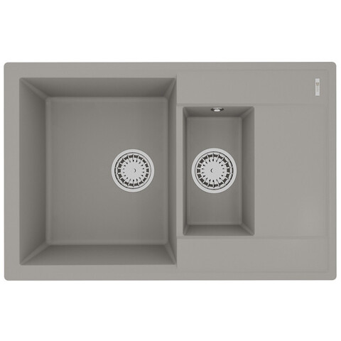 Lemark Ramza 9910039 Кухонная мойка 760 врезная прямоугольная с доп.чашей и крылом из кварцгранита цвет: Грей