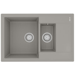 Lemark 9910039 Кухонная мойка Lemark RAMZA 760 врезная прямоугольная с доп.чашей и крылом из кварцгранита цвет: Грей фото
