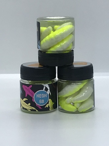 NEON 68 Maggot 46мм (6 шт ) СЫР цвет ЛИМОН/БЕЛЫЙ продажа от 2 шт.