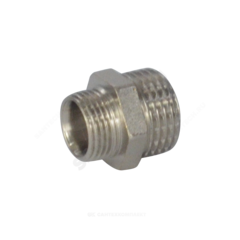Ниппель латунь никель переходной Ду 15х10 (1/2"х3/8") НР RTP (РосТурПласт) 25106