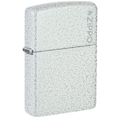 Фото Зажигалка ZIPPO Logo с покрытием Glacier, латунь/сталь, белая, матовая, 38x13x57 мм