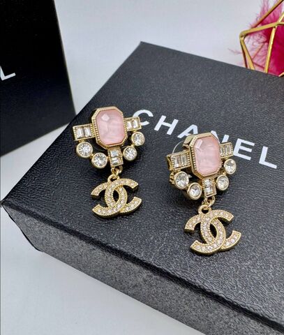 Серьги-пусеты Банты с подвеской лого style by CHANEL