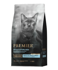Сухой корм для кошек Premier Cat Sterilised стерилизованных и кастрированных котов лосось с индейкой 0,4кг