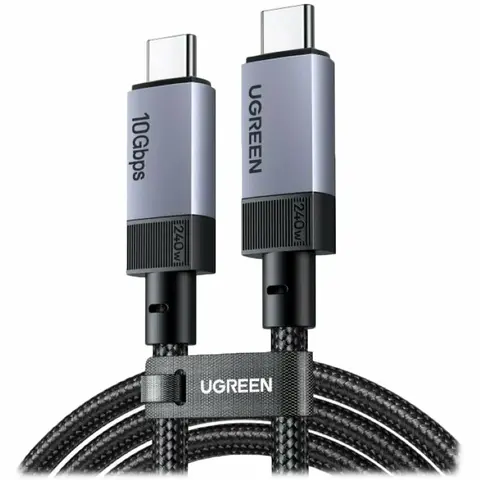 Кабель UGREEN L701 (95619) USB-C to USB-C 3.2 Gen2 240W Max, 2м, серый космос