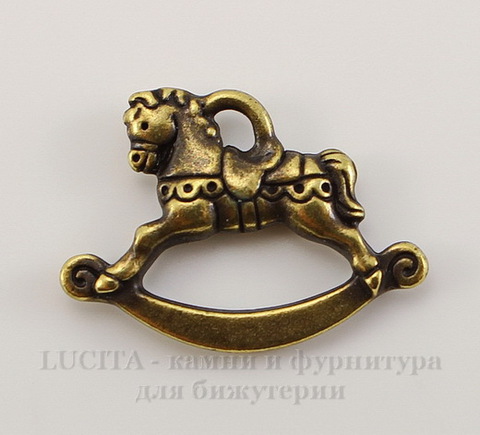 Подвеска TierraCast "Игрушечная лошадка" (цвет-античная латунь) 22х15 мм