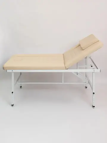 Кушетка стационарная массажная с прошивкой премиум Экокожа Lira Eco cream Masscomplekt 190/70 с регулировкой высоты от производителя с доставкой по России курьером до адреса