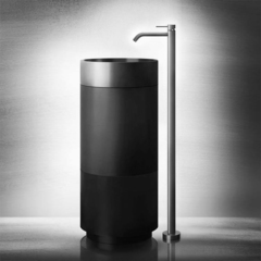Gessi Inciso 54603#850 Подставка напольная под раковину 54601, сифон в комплекте, цвет Cristalplant Dark Metal фото