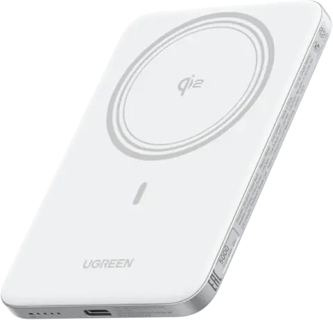 Внешний аккумулятор UGREEN PB580 (95931B) MagFlow Air тонкий 20W Magnetic 5000mAh, белый