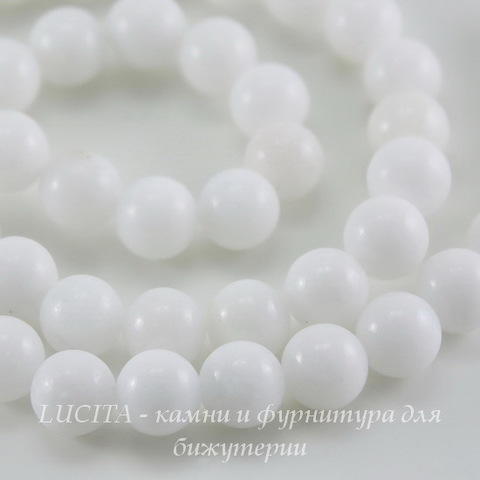 Бусина Жадеит, шарик, цвет- белый, 6 мм, нить (жадеит6-1)
