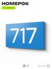 Номер на дверь 717, табличка на дверь для офиса, квартиры, кабинета, аудитории, склада, голубая 120х70 мм, Айдентика Технолоджи