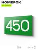 Номер на дверь 450, табличка на дверь для офиса, квартиры, кабинета, аудитории, склада, зеленая 120х70 мм, Айдентика Технолоджи