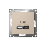 USB розетка A + тип-C 45Вт высокоскор.заряд. QC, PD - AtlasDesign - песочный — фото 2
