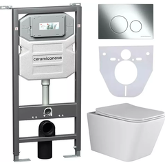 Ceramica Nova CN3007_1001CH_1000 Комплект: Подвесной унитаз + Шумоизоляционная панель для инсталляции + Система инсталляции для унитазов с кнопкой смыва фото