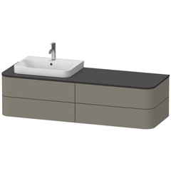 Duravit Happy D.2 Plus HP031HL8080 Столешница 16x1300x550мм для тумбы #HP4934, HP4944, HP4954, HP4963, HP4973 с вырезом под 1 раковину SX, цвет: graphite supermat фото