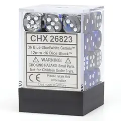 Chessex 36-D6 set Gemini Blue Steel/White
