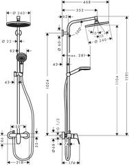 Душевая система со смесителем для душа, хром Hansgrohe Crometta S Showerpipe 240 27269000