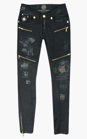 The Saints Sinphony | Джинсы мужские MIRROR MOTO BLACK AND GOLD TSG395 перед
