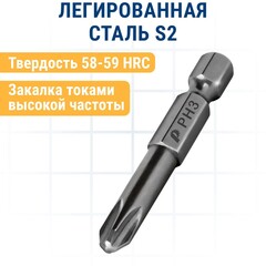 Бита отверточная ПРАКТИКА Профи PH-3 х 50мм (2 шт), (035-721)