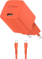 Зарядное устройство TTEC SmartCharger GAN 45W AVS PD Travel Fast Chargerс каб USB-C 1,2м, неоновый оранжевый