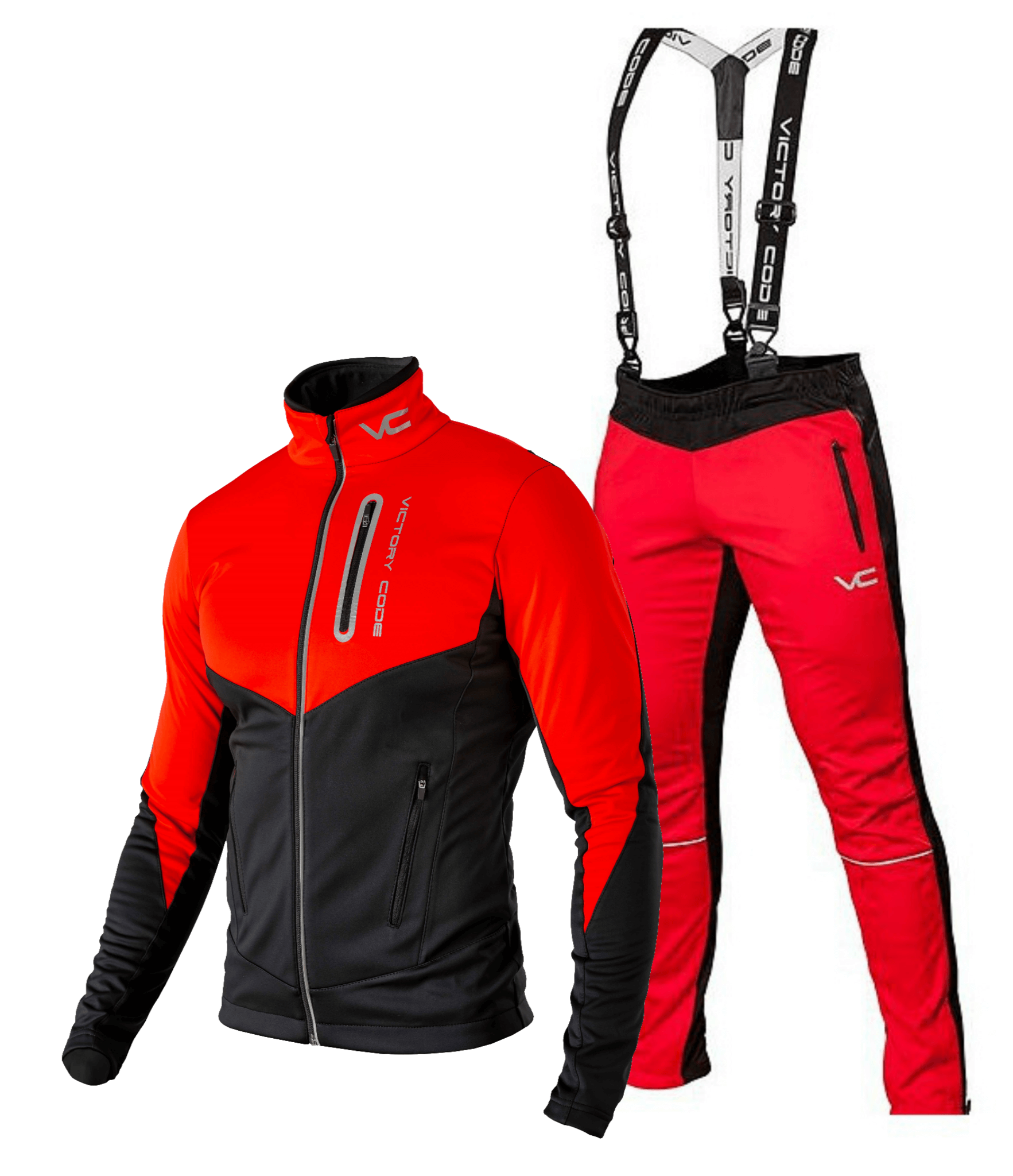 Victory Code Go Fast разминочный лыжный костюм с лямками red-red