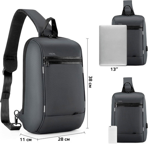 Картинка рюкзак однолямочный Vgoal FG6301W black-blue - 4