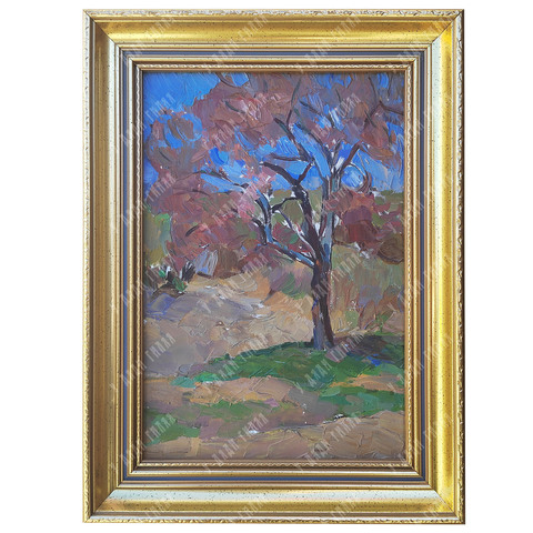 Динес Ю. С. Дуб осенью. Хоста. Этюд. 1954