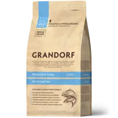 Сухой низкозерновой корм GRANDORF CAT White Fish&Turkey SKIN&CARE Белая рыба с индейкой 2кг