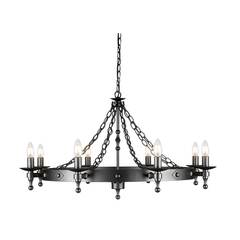 Чёрная классическая люстра на 8 ламп Elstead Warwick WR8-GRAPHITE, E14, в гостиную